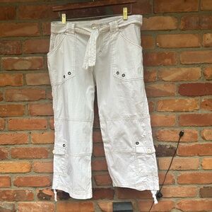 Lucy White Cotton Cargo Solaris Crop Pants ~ Medium